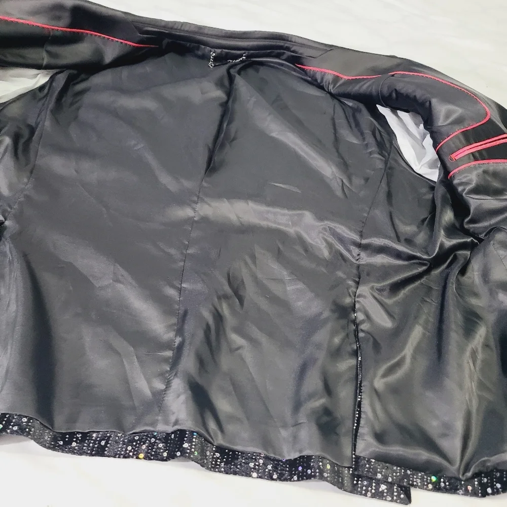 BARABAS Exclusive Velvet Shiny Applique Slim Fit Blazer Jacket‎ Size 52R 5XL